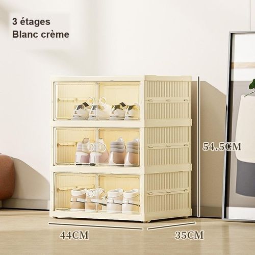 Box de Rangement Chaussures Pliable et Empilable - Armoire Modulable à Portes Transparentes Aimantées, 2 Paires par Étage, Sans Montage