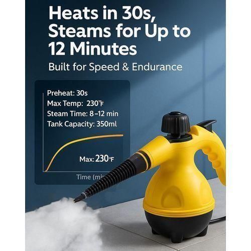 Nettoyeur à vapeur portatif 1500W, haute pression, pour maison, cuisine, salle de bain, canapé, tapis, sol, chauffage rapide, sans produits chimiques, multi-usages avec 10 accessoires, outil de rembourrage sûr pour les animaux