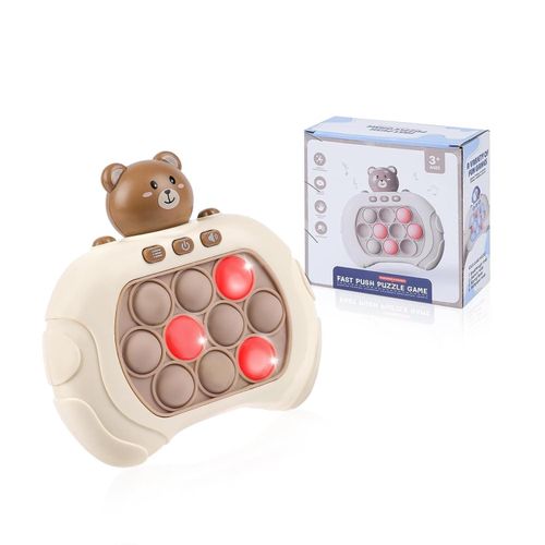Machine de jeu de puzzle pour décompression, jouet à bulles à pression rapide sensorielle, jouet à bouton-poussoir pour enfants fille garçon cadeau d'anniversaire (Ours Lumière Rouge)