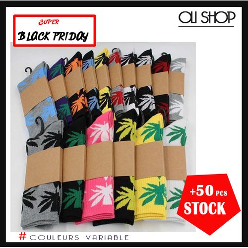 03 Paire De Chaussette Motifs FEUILLE - COULEURS VARIABLE