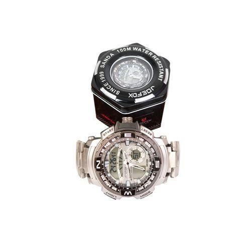 Joefox Montre Dual Chrono Analogique Et Numérique - Argent