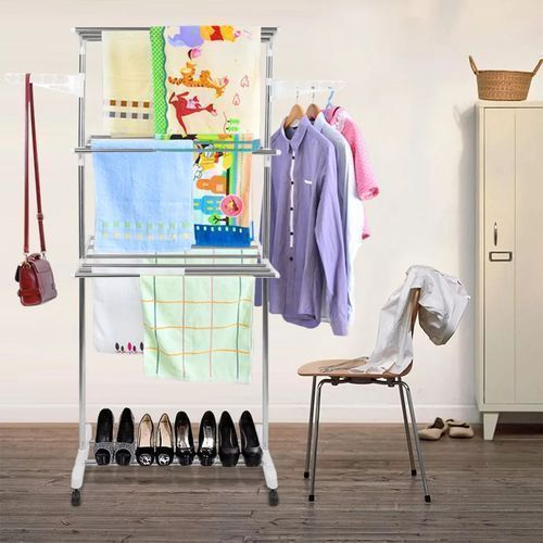 Séchoir à Linge Pliable 3 Niveaux Réglables