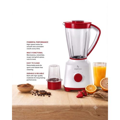 TARTECH Mixeur Blender Avec Moulin Bols Incassable STBG-240 - Noir- Garantie 12 Mois