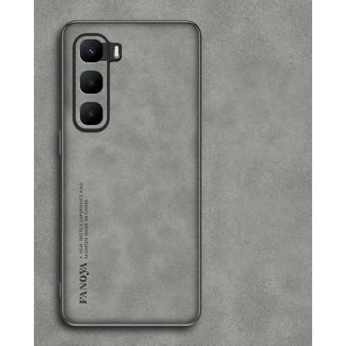 Coque Modèle Luxueux pour infinix Hot 60Pro+ (Gris)-Design Ultra-fin et Léger avec Finition en Simili-cuir , TextureAnti-Dérapante