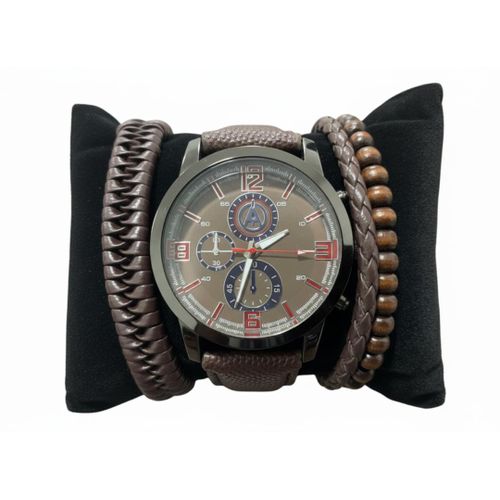 Pack Luxe New York - Montre & Bracelets Empilables - Brun