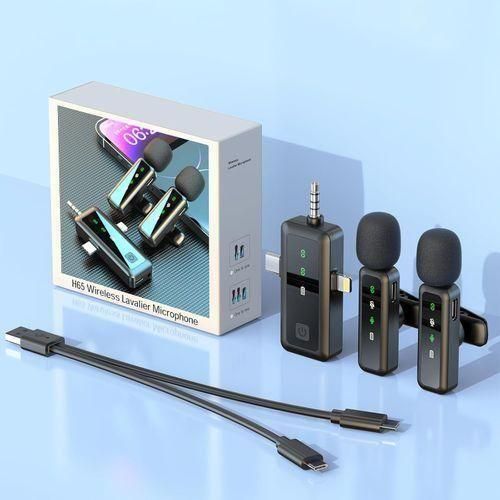 【2 Micros Sans Fil】【3 in 1】Pack Double Micro Cravate Pro LED - Réduction de Bruit - Pour TikTok/YouTube/Conférence - iPhone/Android/PC/Appareils photo - Jusqu'à 10H - 48KHz HD Audio