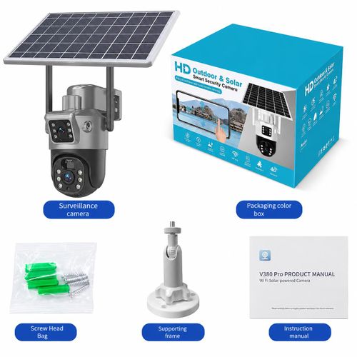 Caméra PTZ Solaire 4G avec Panneau Solaire, Rotation 360°, Détection PIR, Vision Nocturne Couleur et Étanchéité IP66