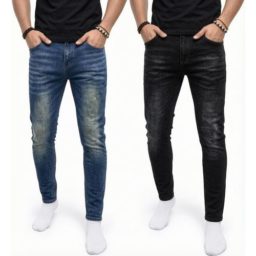 Lot De 2 Pantalon Jeans Slim Homme - Bleu Noir
