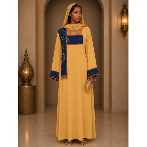 Robe tissu jaune à motif pagne traditionnel