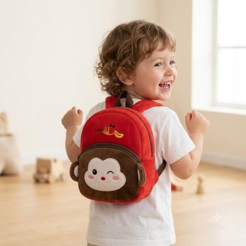 Sac à dos en peluche pour enfant maternelle-multicolore