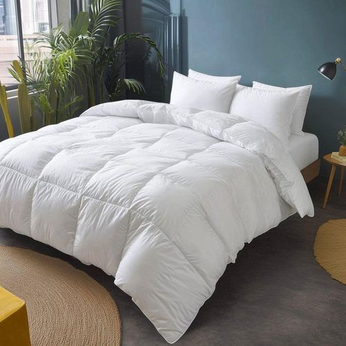 Couette Lourde, Couverture Douceur Clim, BLANC 100%coton 220x240cm - 3Places+2 OREILLERS ORTHOPEDIC