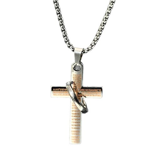 Collier croix avec texte Style tendance pour homme