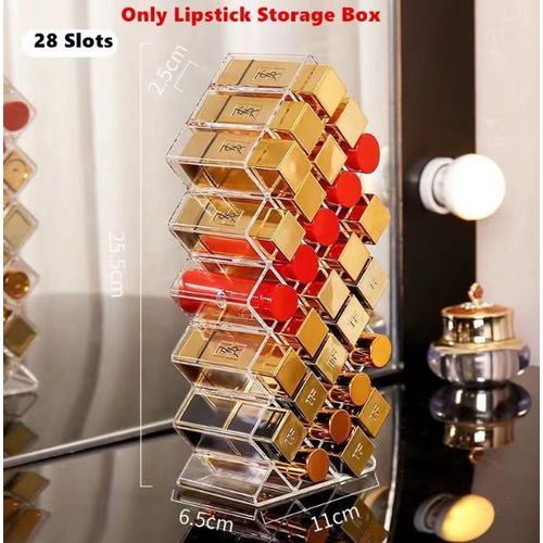 Organisateur de Rouge à Lèvres 12/16/28 Emplacements, Présentoir Tour Transparent en Forme de Poisson pour Brillant à Lèvres, Boîte de Rangement Maquillage Cosmétique