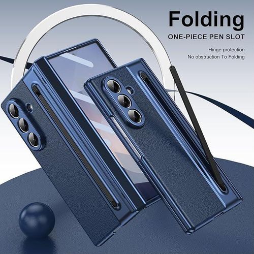 Etui a Rabat compatible Samsung Galaxy Z Fold 3 5G avec Stylet S intégrée - BLEU