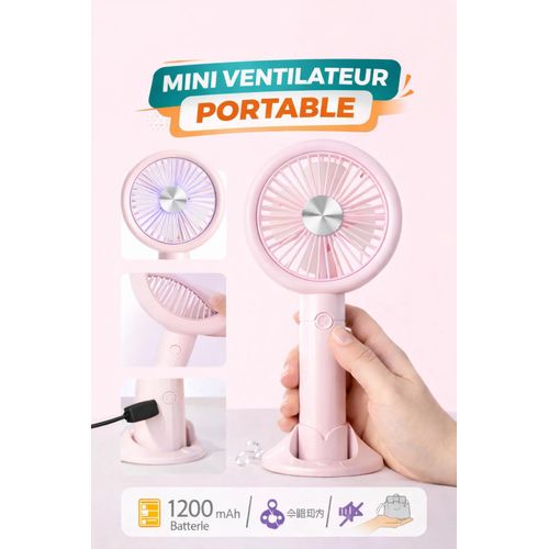 Mini Ventilateur Portable Rechargeable – Ventilateur Main & Bureau 2 en 1
