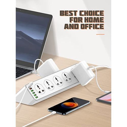 Multiprise Parasurtenseur – 10 Prises + 5 USB + Type-C -Blanc