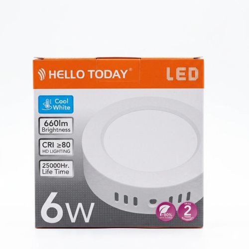Plafonnier LED 6W Hello Today - Éclairage Ultra-Lumineux & Économique - Cool White - Design Slim Moderne pour Salon et Bureau