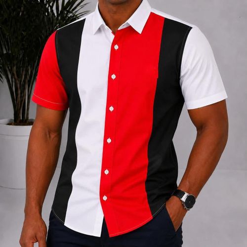Chemise Hommes Manches Courtes Multicolore Tendance
