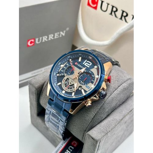 Montre De Luxe Homme Avec Bracelet en Acier Inoxydable Bleu/Or