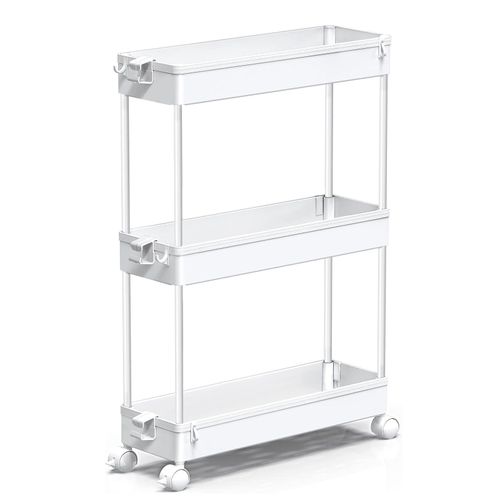 Chariot de rangement troisième étage organiseur de cuisine salle de bain outils de rouleau pièce de buanderie et espace étroit blanc