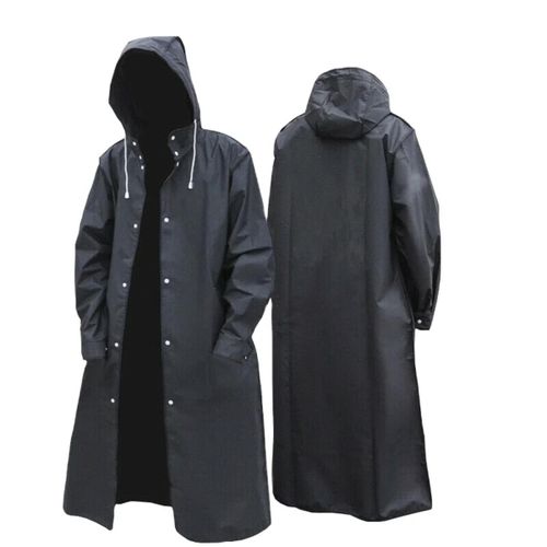 Imperméable Long Unisexe - Coupe-vent de Pluie, Style Trench-coat, Noir