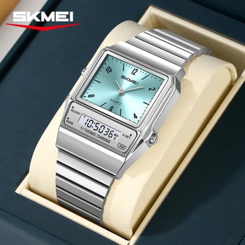 Montre Homme Analogique et Numérique Nouvelle Collection SK2632 En Acier Inoxydable, Affichage Date - Double Affichage