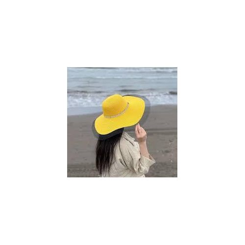 Grand chapeau en paille de Couleur Jaune
