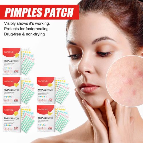 JAYSUING 200 Pièces Patchs Anti-Boutons Hydrocolloïdes, Forme Étoile, pour Acné, Points Noirs, Comédons et Cicatrices d’Acné
