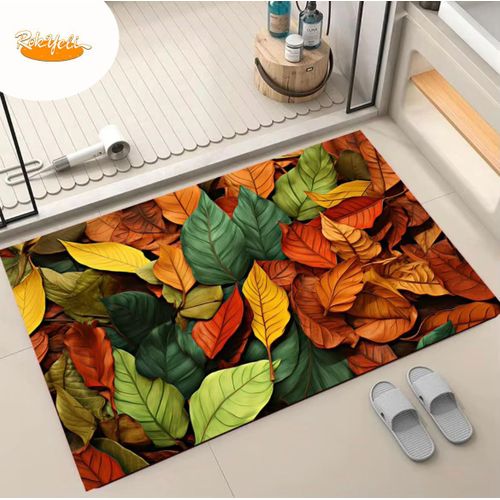 Tapis de Bain Antidérapant Absorbant de l’eau , épais et doux, en diatomite , séchage rapide , sol, Design Floral 3D Relief – Paillasson Décoratif pour Salle de Bain & Entrée