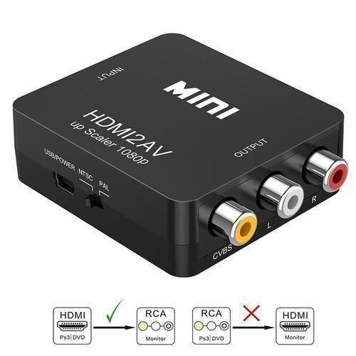 Convertisseur HDMI vers RCA AV Rcepteur - Adaptateur Numrique HDMI2AV 1080P - Botier Vido Audio pour Dcodeur Canal PS3PS4 Xbox PC sur Ancienne TV