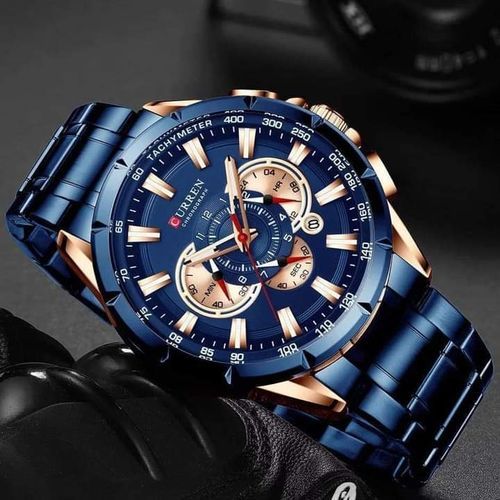 Montre Pour Homme CURREN Du Meilleur Chronographe De Sport De Marque De Luxe-bleu/or