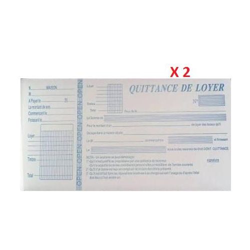 carnet de quittance de loyer paiement standard 50 Feuille lot de 02 carnets