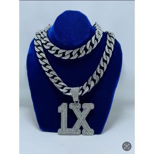 Chic Chaîne En Strass Luxueuse Bling Argent Médaillée 1X Chétté + Bracelet KK