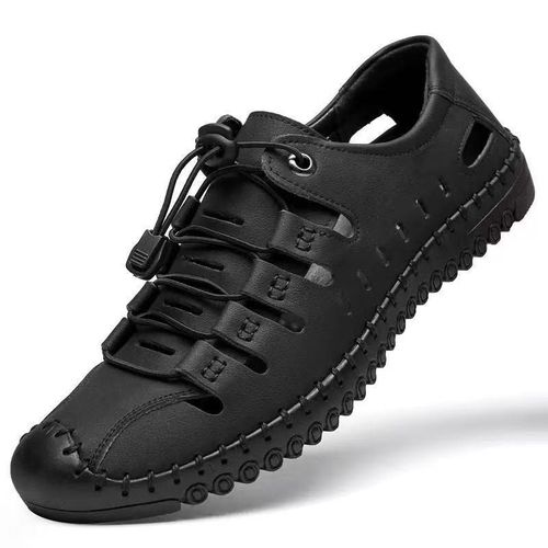 Sandales Respirantes pour Homme, Mules Semi-Ouvertes, Chaussures Décontractées Noir