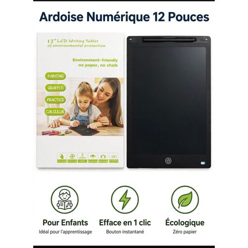 Ardoise Numérique 12 Pouces - Tablette Dessin Effaçable LCD pour Enfants Et Adultes