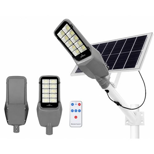 Lampe Solaire LED Extérieure avec Panneau Solaire Déporté, Télécommande, Étanche IP65 – Blanc/Gris