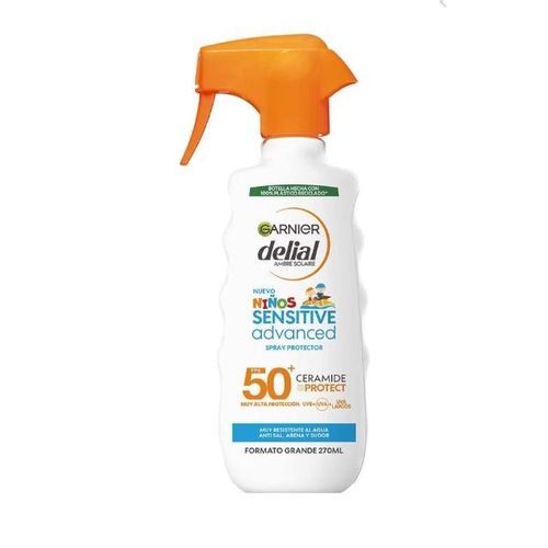 GARNIER delal, Ambre Solaire Kids Sensitive advanced Ceramide SPF 50+ Pumpspray. Aide à protéger la peau des rayons du soleil 270 ml Importation Espagne.