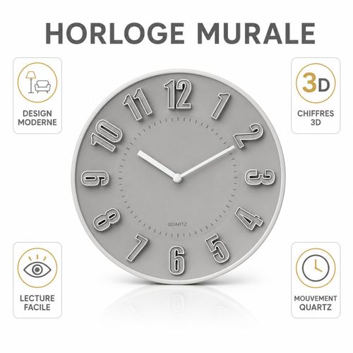 Horloge murale ronde à quartz