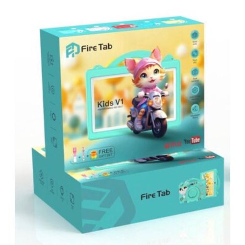 Tablette Fire Tab Kids V1 - Écran IPS 7 pouces - 6 Go de RAM - 256 Go de ROM - Batterie 5000 mAh - Wi-Fi/ Bluetooth-Controle parental sans puce
