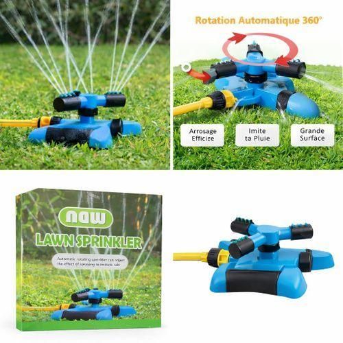 Arroseur de Jardin Rotatif Automatique – Lawn Sprinkler 360° – Système d’Arrosage pour Pelouse et Jardin