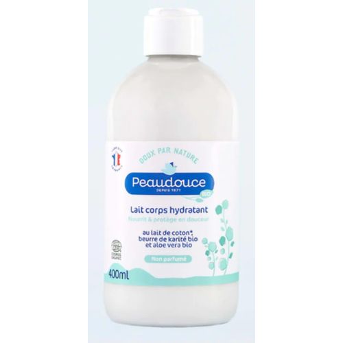 Lait Corps Hydratant PEAUDOUCE Au Lait De Coton Beurre De Karité Bio et Aloé Vera Bio 400ml Peaux sensibles Importé De France