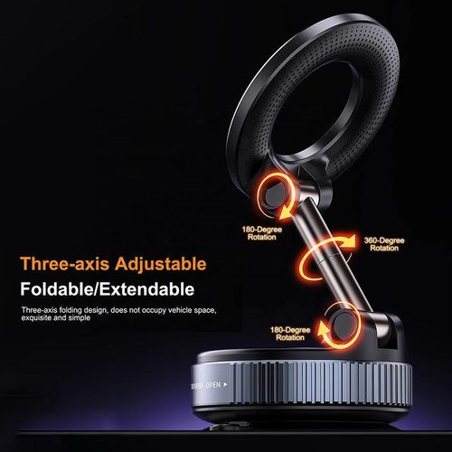 Nouveau support de téléphone universel pour voiture en alliage de zinc avec ventouse 360 ° Support de téléphone portable magnétique rotatif