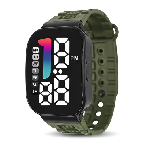 Montre Digitale LED Sportive Cool Bloc Cœur pour Étudiants - Verte