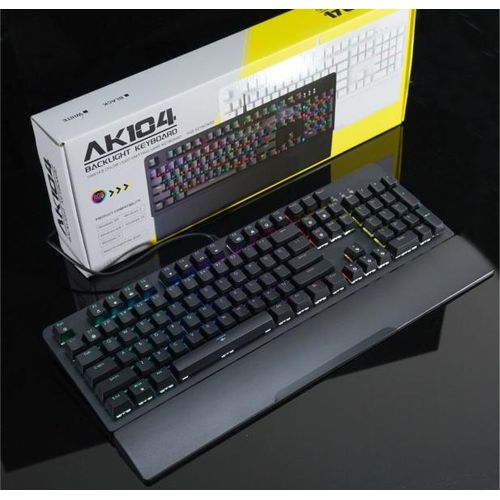 Clavier mécanique gaming ASESTEK AK104 RGB – Interrupteurs bleus Remplacement à chaud Touches EN Noir
