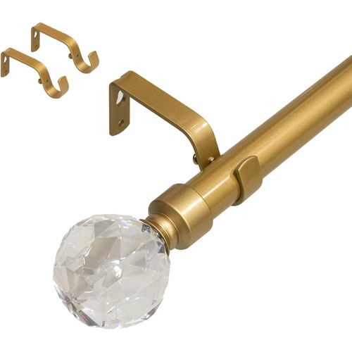 Tringle à rideau rétractable simple avec boule de cristal, style romain, 90-225 cm