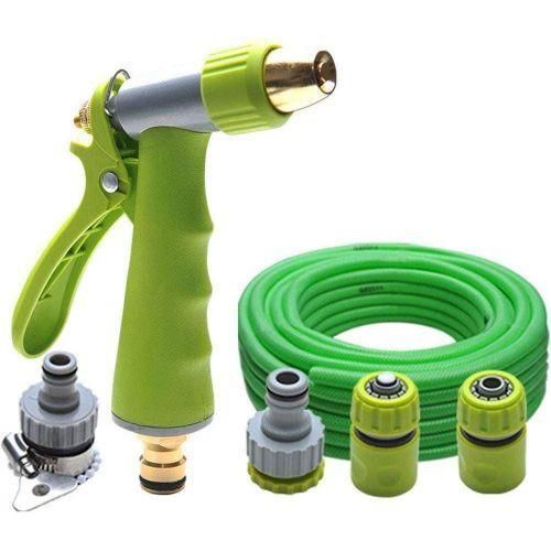Pistolet et Tuyau à Eau Haute Pression d'arrosage métal, lavage de voiture 15M- multiclore