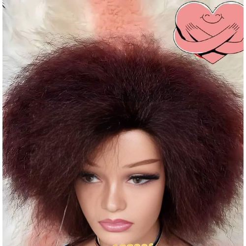 Perruque Naturelle Afro Couleur- Rouge Bordeaux