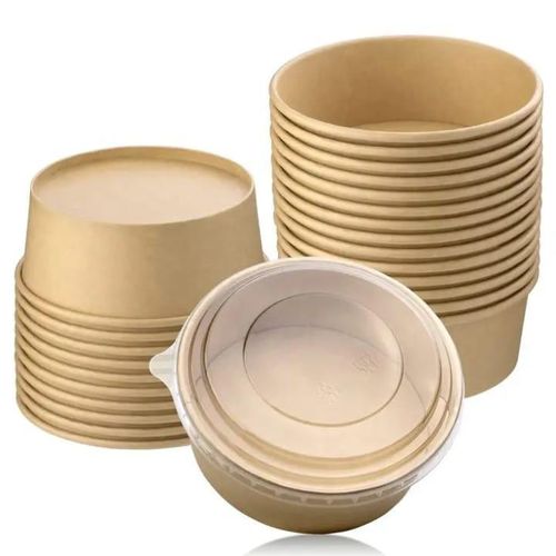 Lots De 50pcs Bols Rond En Kraft Kaki