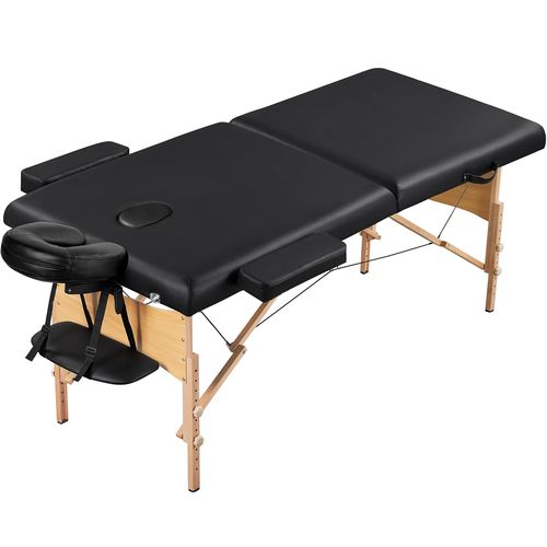Table de Massage Pliante Professionnelle en Bois – Réglable avec Appui-tête et Accoudoirs