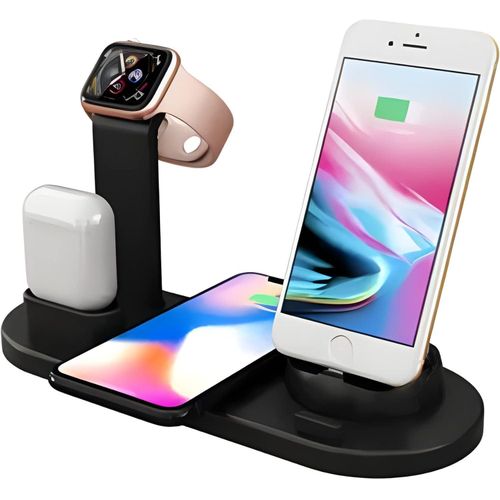 Chargeur sans fil 4-en-1 pour écouteurs, téléphones portables, montres
